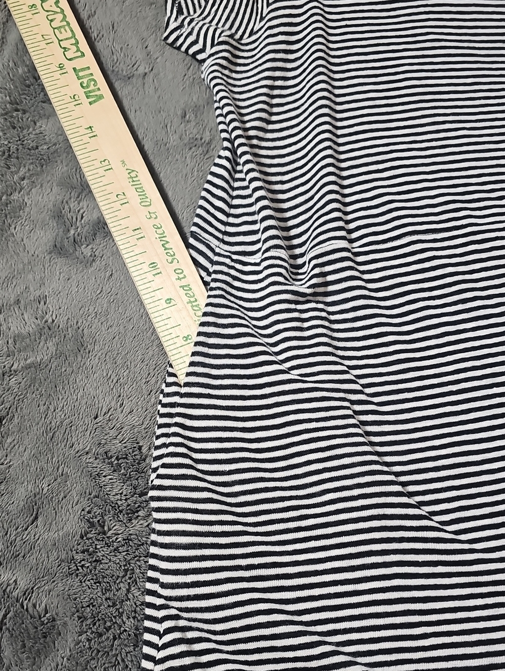 Eileen Fisher Black White Striped 100% Organic Linen Midi Dress Pockets Size L - Picture 7 of 8
